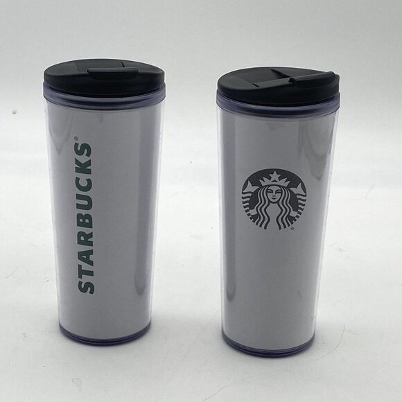 Starbucks Coffee Travel Tumbler Mug 16oz Flip‎ Top Lot of 2 Mermaid Spellout - Picture 9 of 14
